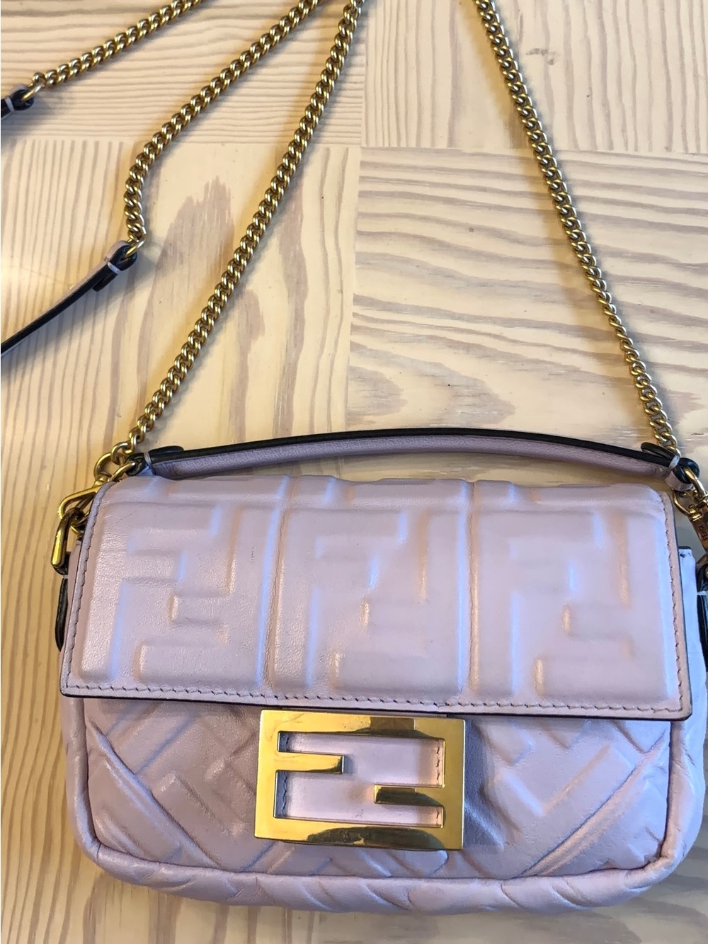 FENDI Mini Nappa Baguette in Lilac